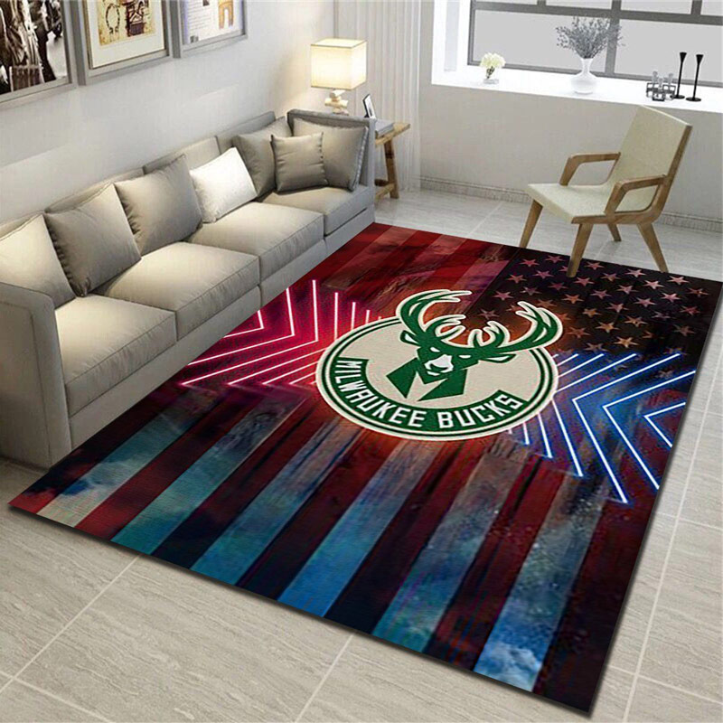 Milwaukee Bucks Area Rug NBA Area Rug Dining Room Rug Indoor Outdoor Rugs Rectangle Carpet