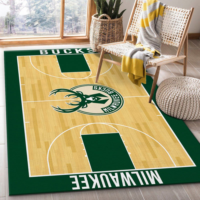 Milwaukee Bucks Rug NBA Area Rug Living Room Rug Indoor Rug Rectangle Carpet