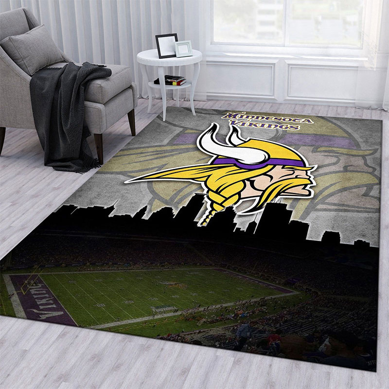 Minnesota Vikings Area Rug NFL Area Rug Bathroom Rug Outdoor Rugs Rectangle Carpet