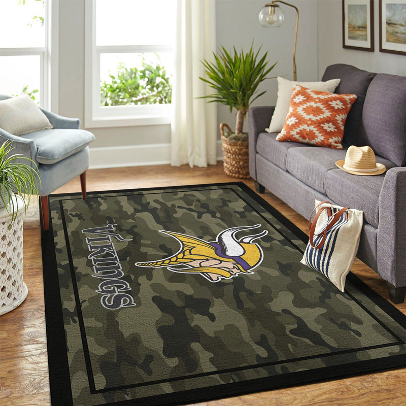 Minnesota Vikings Rug NFL Area Rug Dining Room Rug Indoor Rugs Rectangle Carpet