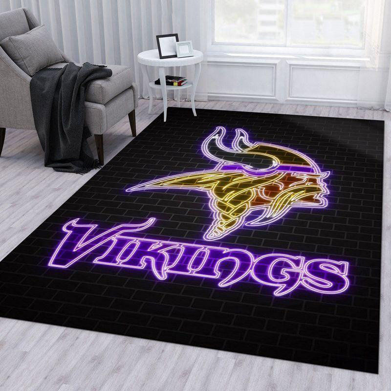 Minnesota Vikings Area Rug NFL Area Rug Bedroom Rug Indoor Outdoor Rug Rectangle Carpet