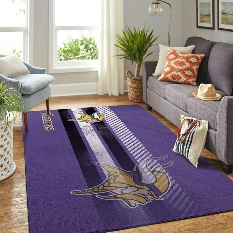 Minnesota Vikings Area Rug NFL Area Rug Dining Room Rug Indoor Rugs Rectangle Carpet