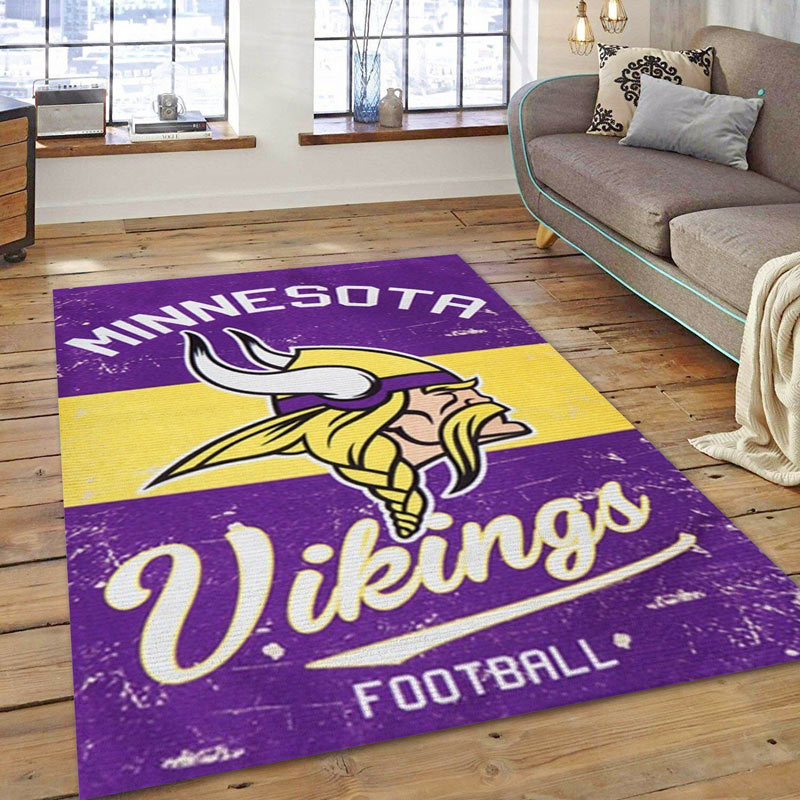 Minnesota Vikings Rug NFL Area Rug Dining Room Rug Indoor Outdoor Rug Rectangle Carpet