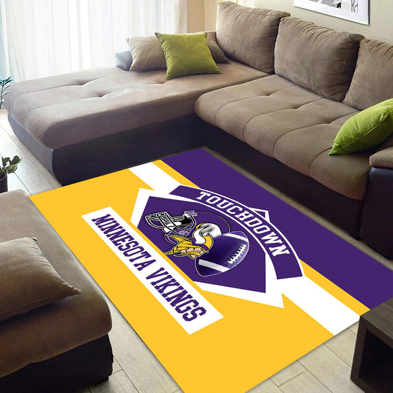 Minnesota Vikings Rug NFL Area Rug Dining Room Rug Indoor Outdoor Rugs Rectangle Carpet