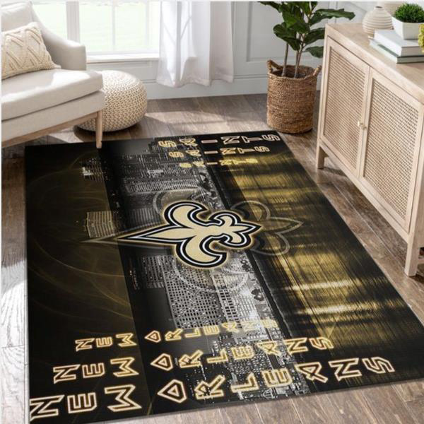 New Orleans Saints Rug NFL Area Rug Living Room Area Rug Indoor Outdoor Rug Rectangle Carpet