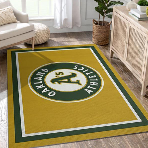 Oakland Athletics Area Rug MLB Area Rug Dining Room Rug Indoor Rugs Rectangle Carpet