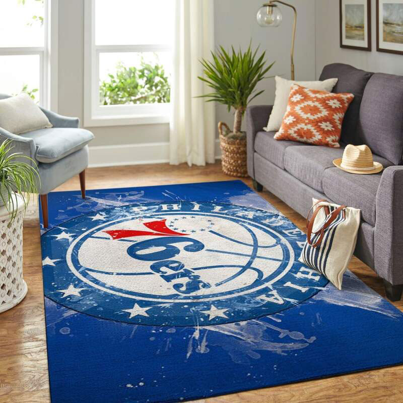 Philadelphia 76ers Rug NBA Area Rug Kitchen Rug Outdoor Rug Rectangle Carpet
