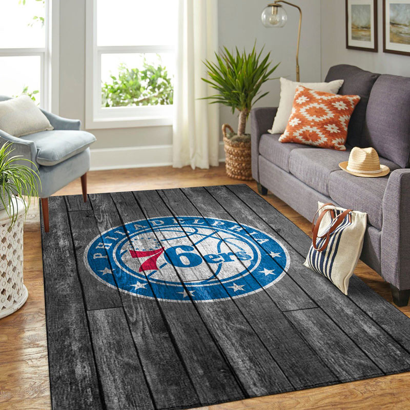 Philadelphia 76ers Area Rug NBA Area Rug Dining Room Rug Indoor Rug Rectangle Carpet