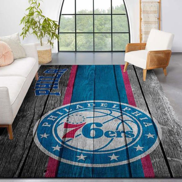 Philadelphia 76ers Rug NBA Area Rug Dining Room Rugs Indoor Rug Rectangle Carpet