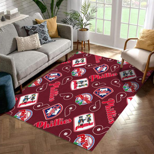 Philadelphia Phillies Rug MLB Area Rug Living Room Rug Indoor Outdoor Rug Rectangle Carpet
