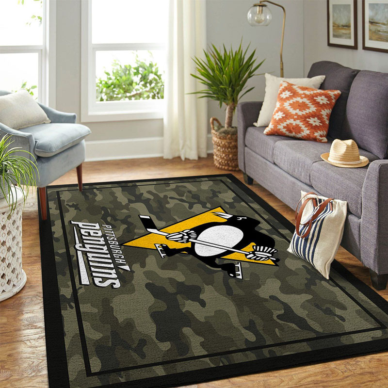 Pittsburgh Penguins Area Rug NHL Area Rug Bathroom Rugs Indoor Outdoor Rugs Rectangle Carpet