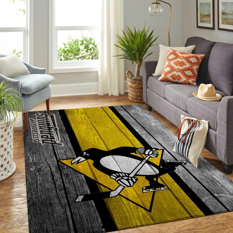 Pittsburgh Penguins Area Rug NHL Area Rug Dining Room Rugs Indoor Outdoor Rugs Rectangle Carpet