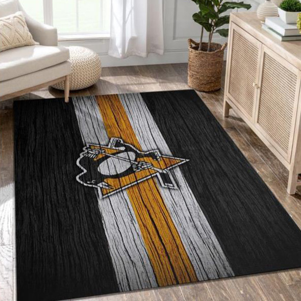 Pittsburgh Penguins Rug NHL Area Rug Dining Room Rug Indoor Outdoor Rugs Rectangle Carpet