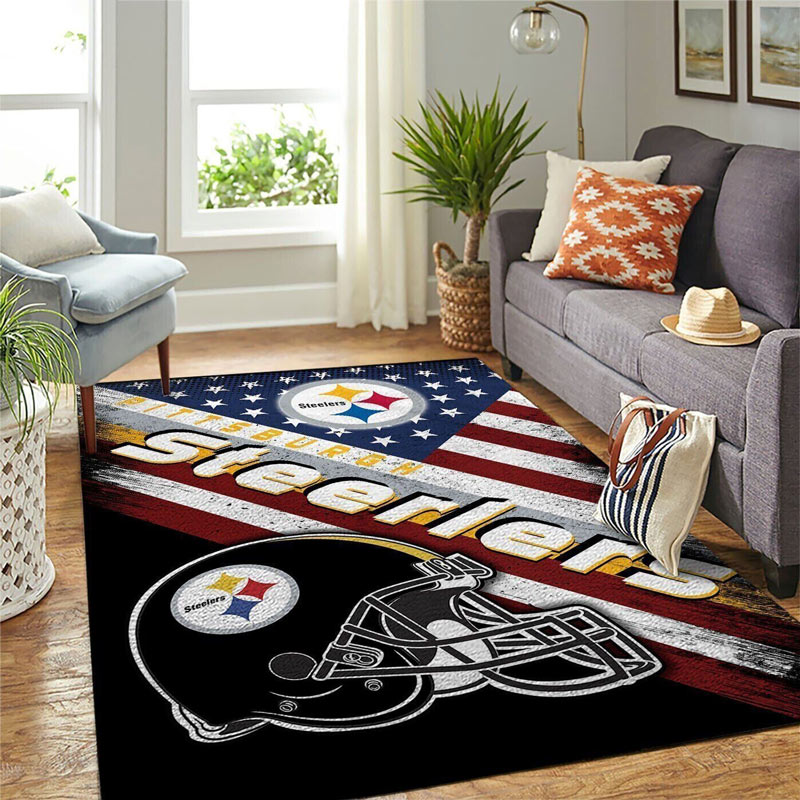 Pittsburgh Steelers Area Rug NFL Area Rug Living Room Area Rug Indoor Rug Rectangle Carpet