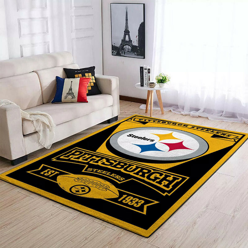 Pittsburgh Steelers Area Rug NFL Area Rug Bedroom Area Rug Indoor Outdoor Rug Rectangle Carpet