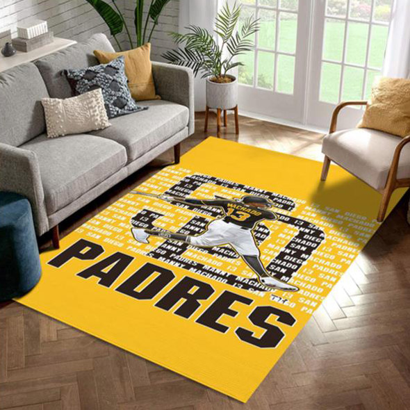 San Diego Padres Area Rug MLB Area Rug Bedroom Area Rug Indoor Rugs Rectangle Carpet