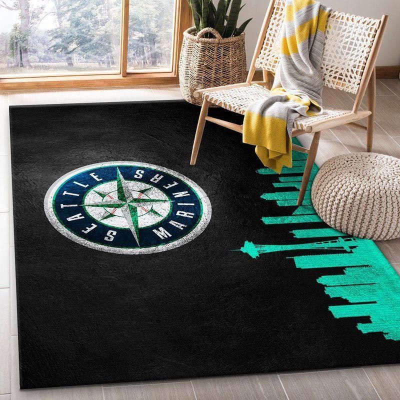 Seattle Mariners Rug MLB Area Rug Living Room Area Rug Outdoor Rugs Rectangle Carpet