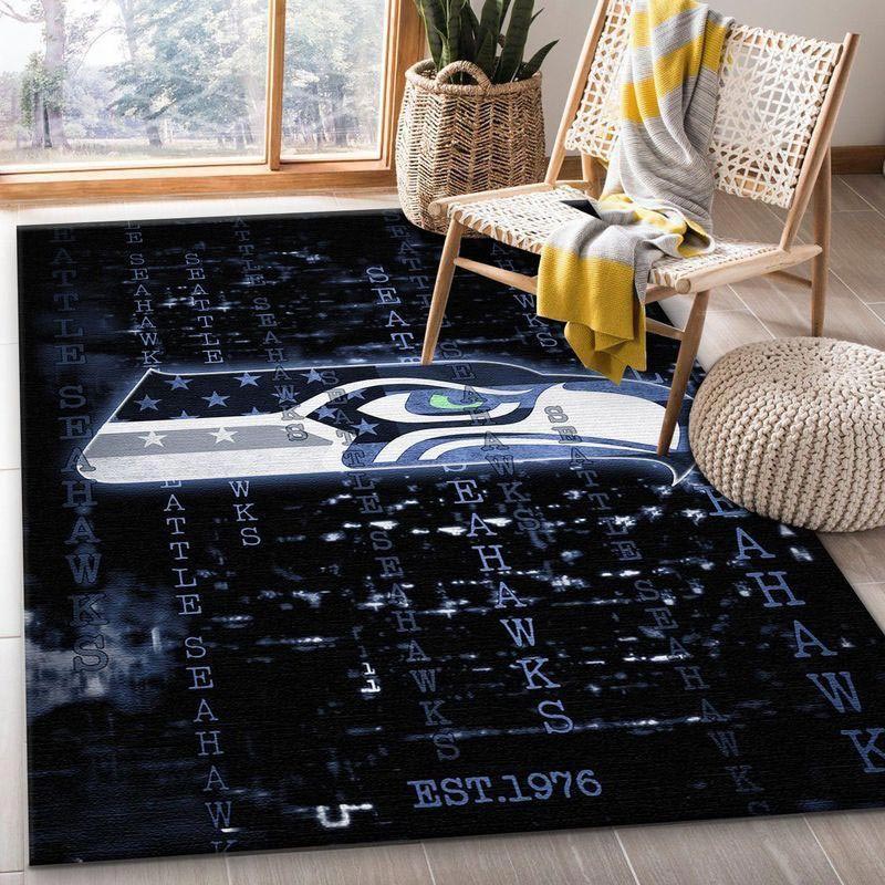 Seattle Seahawks Rug NFL Area Rug Kitchen Rug Outdoor Rugs Rectangle Carpet