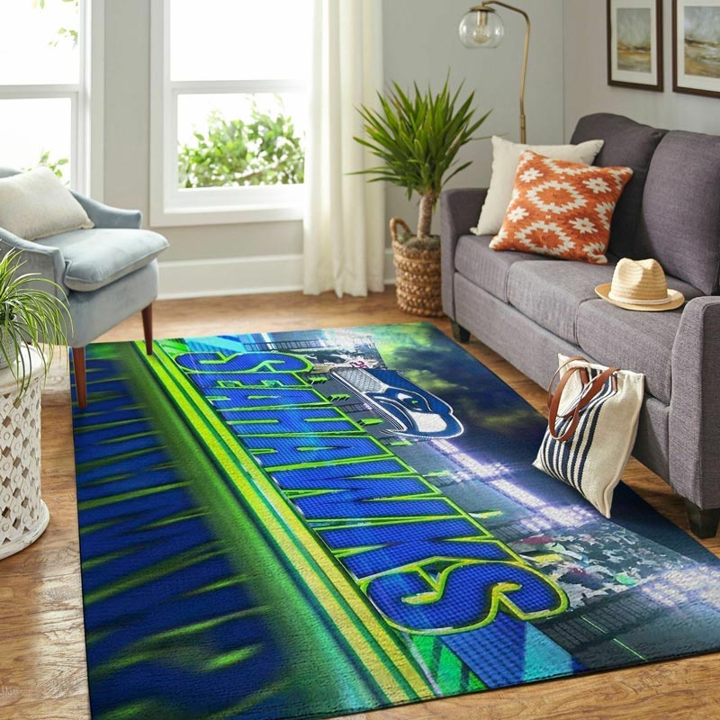 Seattle Seahawks Rug NFL Area Rug Living Room Rug Outdoor Rugs Rectangle Carpet