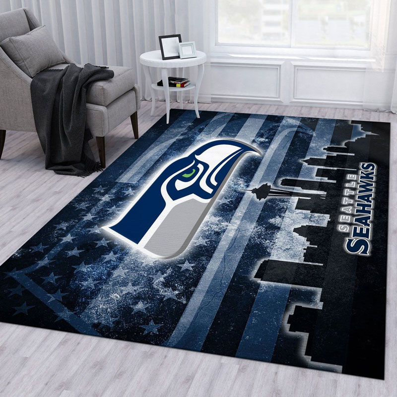 Seattle Seahawks Rug NFL Area Rug Bedroom Area Rug Indoor Outdoor Rug Rectangle Carpet